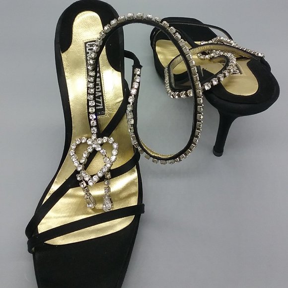 Claudio Merazzi Vintage Satin/Crystal Platform  Heels - Picture 10 of 13